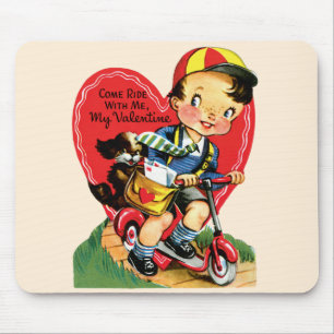 Vintager Niedlicher Valentinstag, Junge auf einem  Mousepad