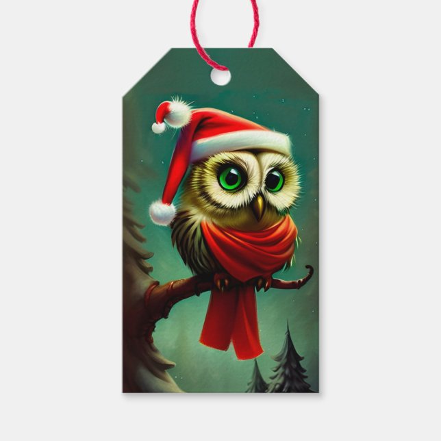 Vintager Niedlicher Weihnachtsfeiertag Geschenkanhänger (Vorderseite)