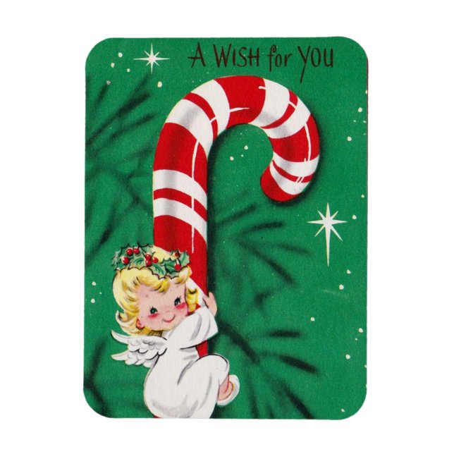 Vintager Niedlicher Weihnachtsknechtengel auf eine Magnet (Vertikal)