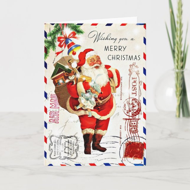 Vintager Niedlicher Weihnachtsmann Feiertagskarte (Vorderseite)