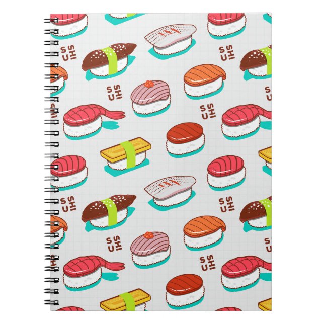 Vintager Nigiri-Sushi, Doodmuster Notizblock (Vorderseite)