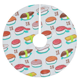 Vintager Nigiri-Sushi, Doodmuster Polyester Weihnachtsbaumdecke