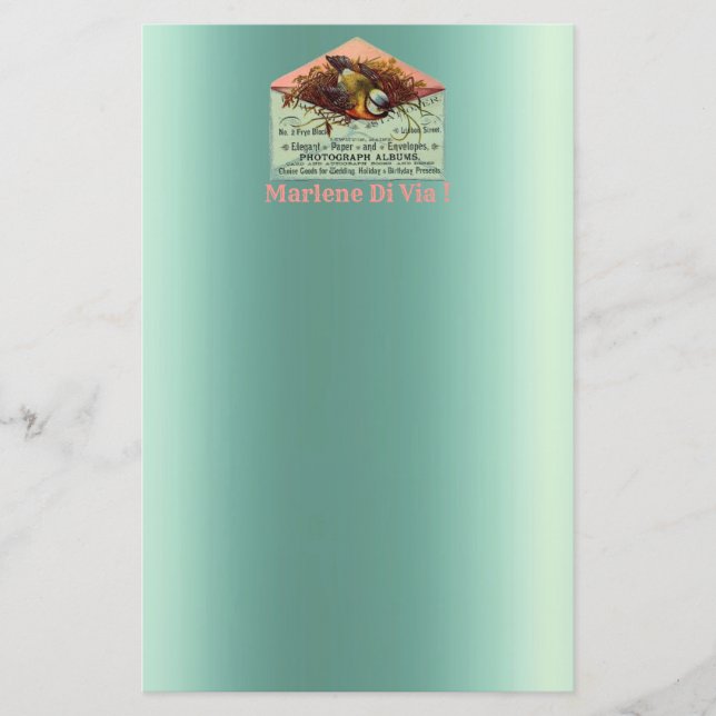 Vintager Nistvogel rosa aquamarin rosa Briefpapier (Vorderseite)