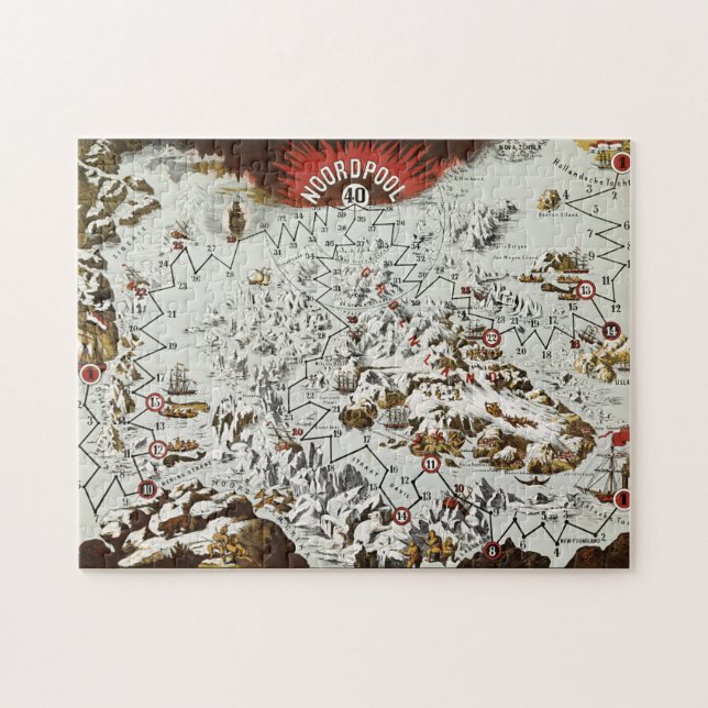 Vintager Nordpol Alte Antike Karte Welt (Horizontal)