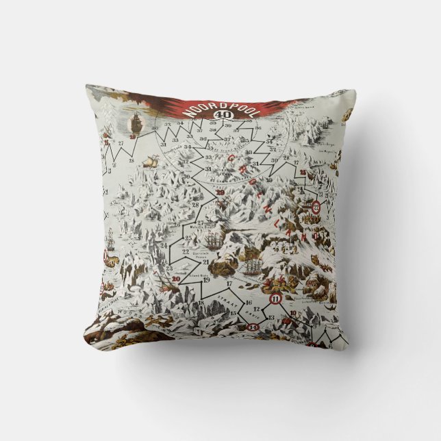 Vintager Nordpol Alte Antike Karte Welt Kissen (Vorderseite)