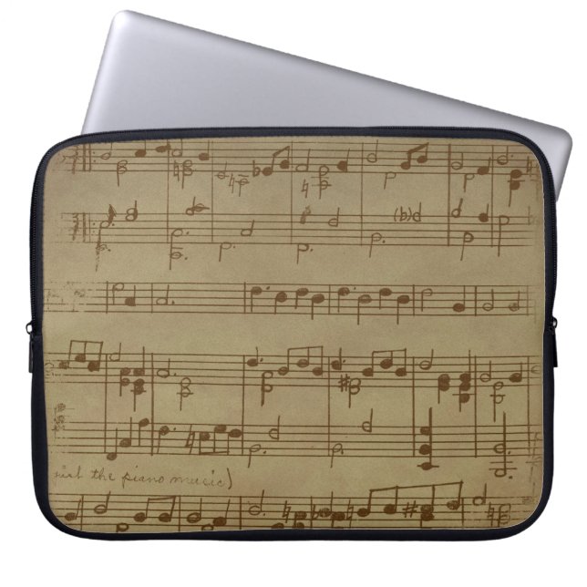 Vintager Notenhintergrund Laptopschutzhülle (Vorderseite)