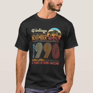 Vintager November 1990 33 Jahre alt 33. Geburtstag T-Shirt