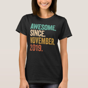 Vintager November 2019 3-jähriger Junge 3. Geburts T-Shirt