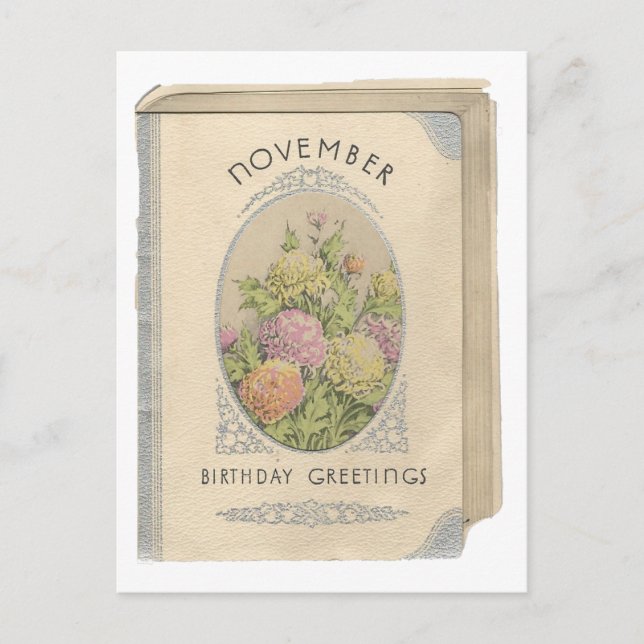 Vintager November Geburtstag Postkarte (Vorderseite)