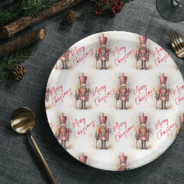 Vintager Nutcracker & Frohe Weihnachten Pappteller