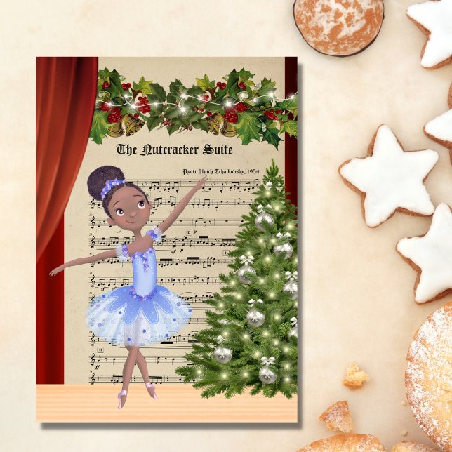 Vintager Nutcracker Sheet Music Ballerina Tanz Feiertagskarte (Von Creator hochgeladen)