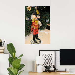 Vintager Nutcracker unter Weihnachtsbaum Poster