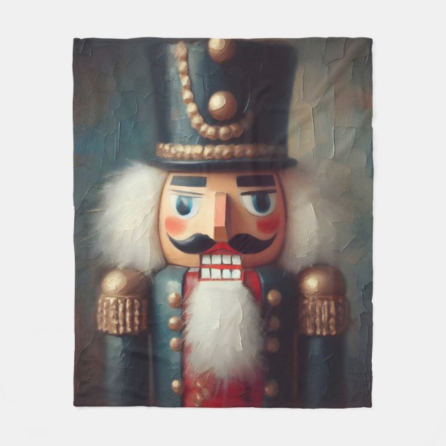 Vintager Nutcracker Weihnachtscreme Fleecedecke (Vorderseite)