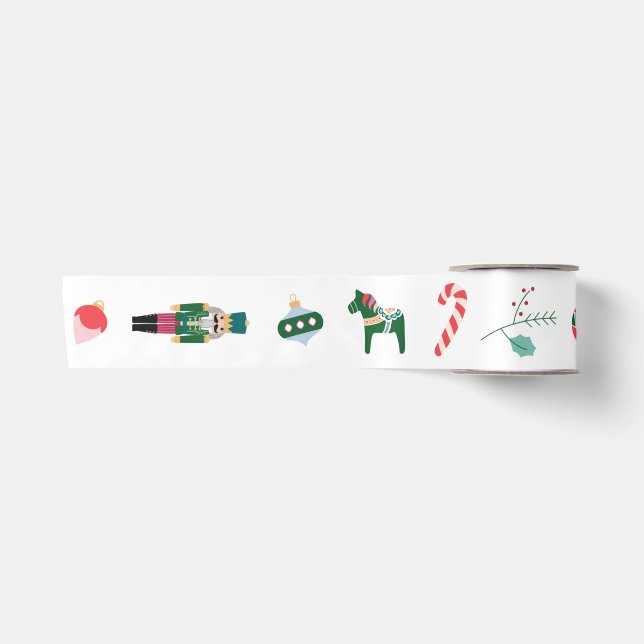 Vintager Nutcracker Weihnachtsfeiertag Satinband (Vorderseite)