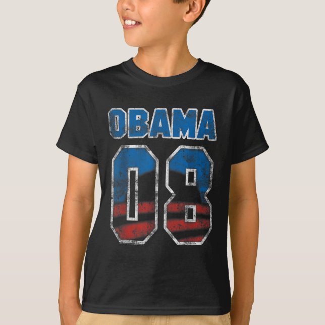 Vintager Obama 08 Präsident Keepake Throwback T-Shirt (Vorderseite)