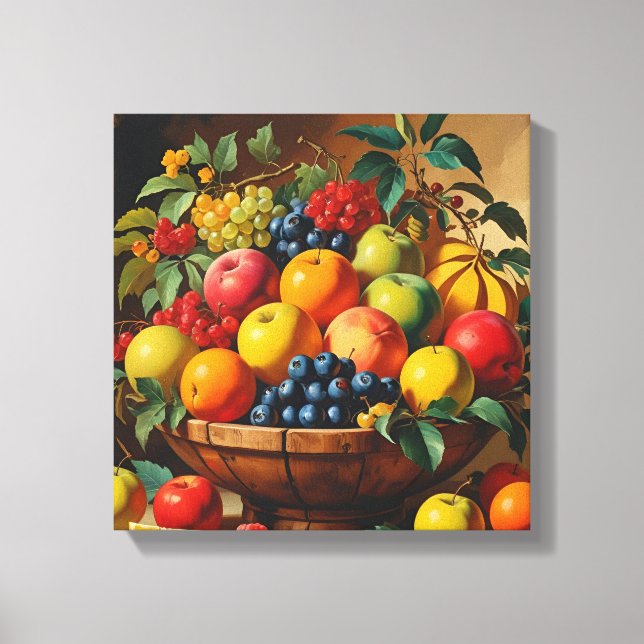 "Vintager Obstkorb Leinwanddruck (Vorderseite)