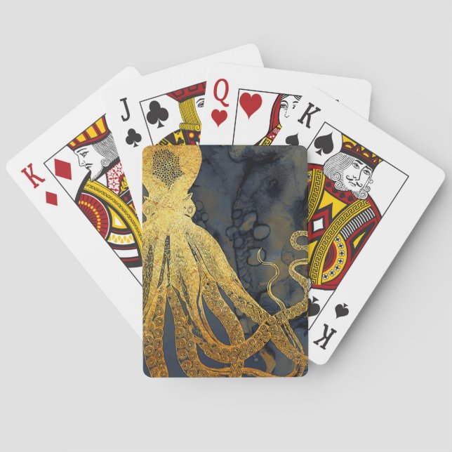 Vintager Octopus an der Küste Spielkarten (Rückseite)