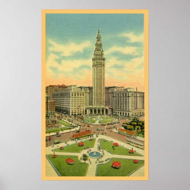 Vintager öffentlicher Platz Cleveland Ohio Poster (Vorne)