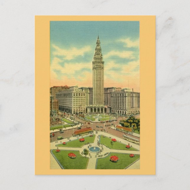 Vintager öffentlicher Platz Cleveland Ohio Postkarte (Vorderseite)