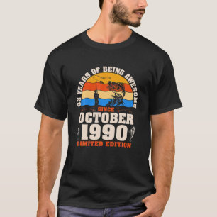 Vintager Oktober 1990 32 Jahre altes Angeln über 3 T-Shirt