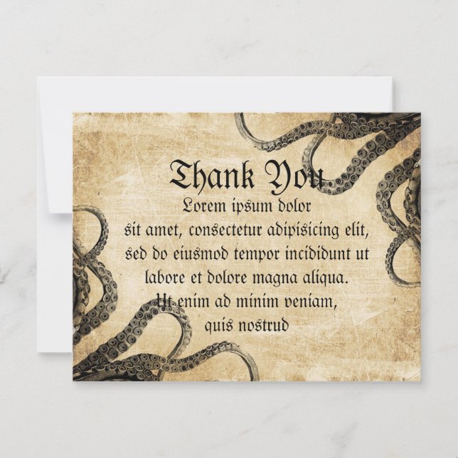 Vintager Oktopus Dankeskarte (Vorderseite)