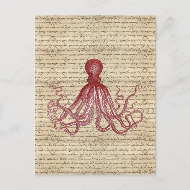 Vintager Oktopus Postkarte (Vorderseite)