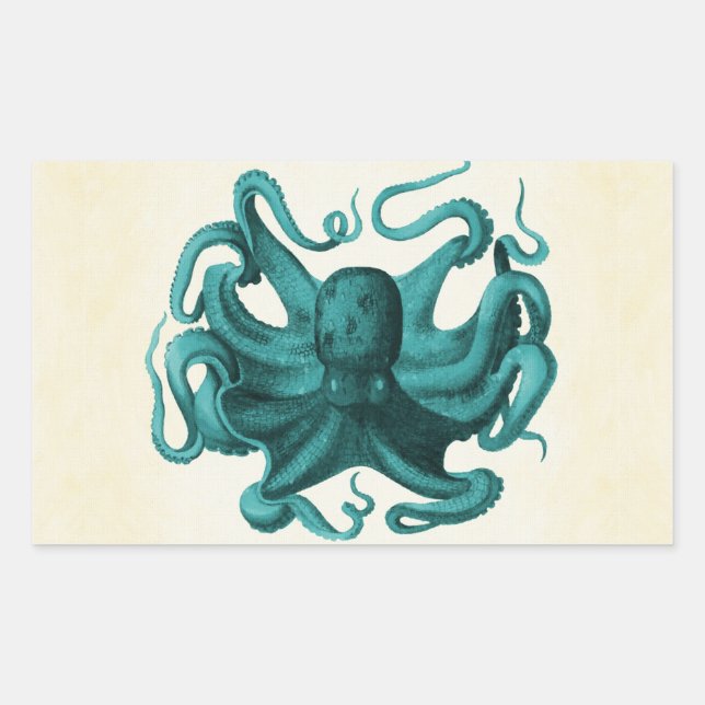 Vintager Oktopus Rechteckiger Aufkleber (Vorderseite)