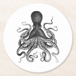 Vintager Oktopus Runder Pappuntersetzer