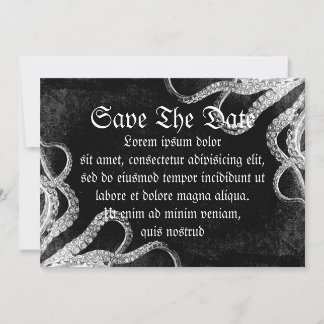 Vintager Oktopus Save The Date (Vorderseite)