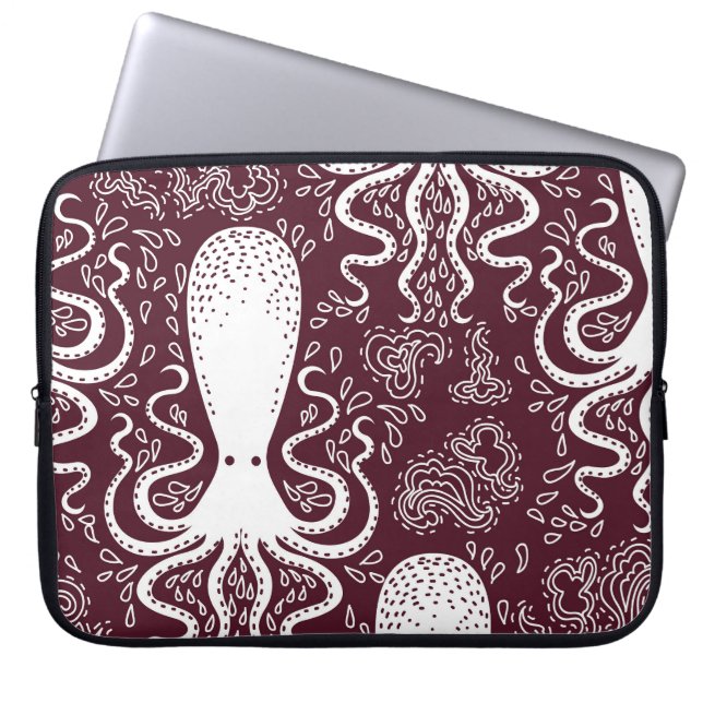 Vintager Oktopus: Unterwasser-Muster-Splendor Laptopschutzhülle (Vorderseite)