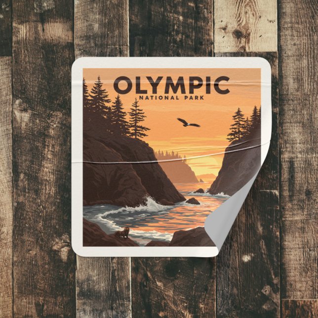 Vintager olympischer Nationalpark Quadratischer Aufkleber (Von Creator hochgeladen)