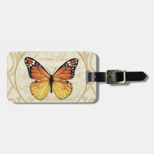Vintager orange Schmetterling Gepäckanhänger