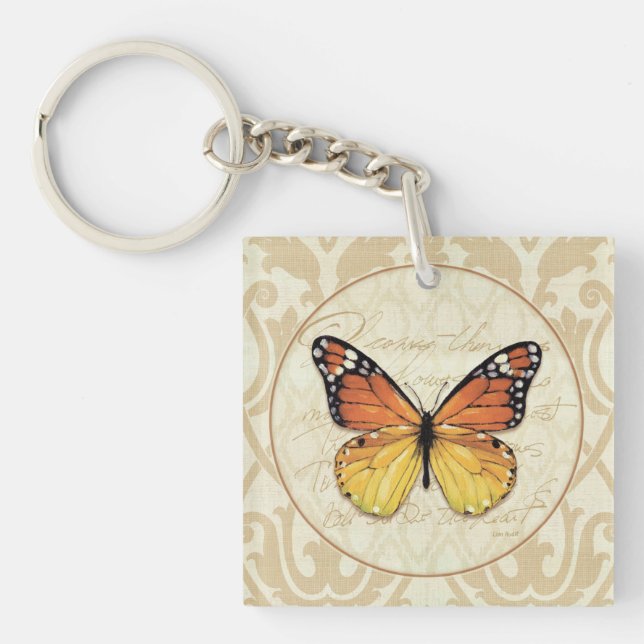 Vintager orange Schmetterling Schlüsselanhänger (Vorderseite)