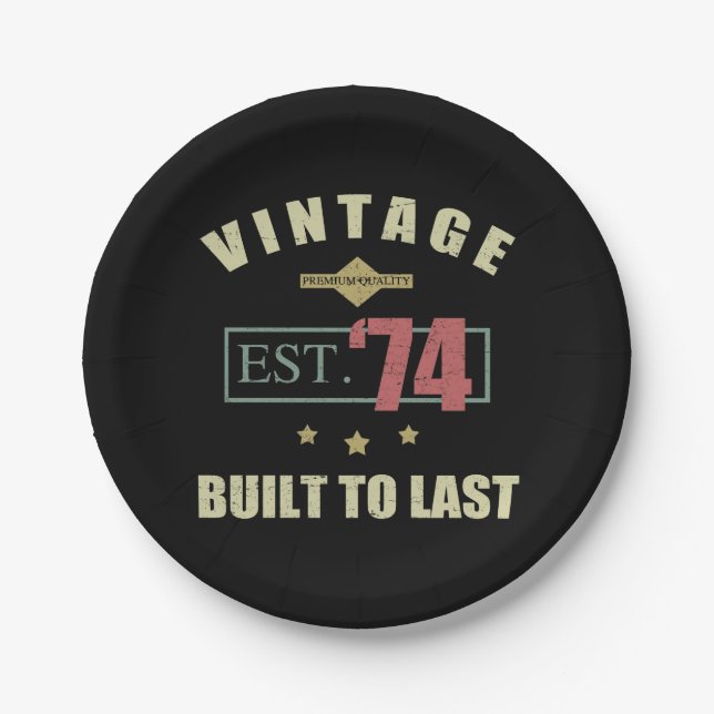 Vintager Osten. 1974 50. Geburtstag Pappteller (Vorderseite)