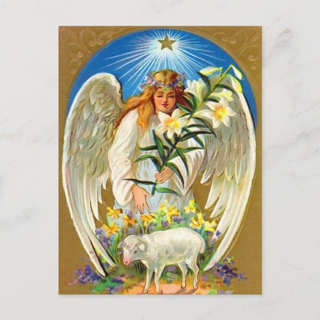 Vintager Osterangel Postkarte (Vorderseite)
