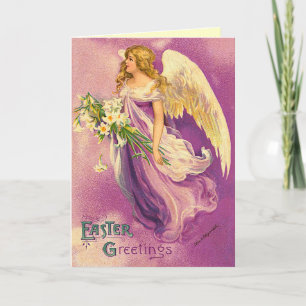 Vintager Osterangel-Segenkarte Feiertagskarte