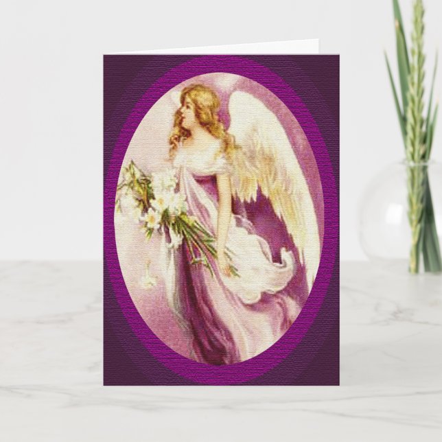 Vintager Osterangel Texturkarte Feiertagskarte (Vorderseite)