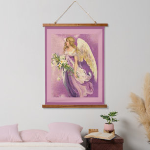 Vintager Osterangel Wandteppich Mit Holzrahmen