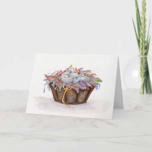Vintager Ostereierkorb Faltkarte Karte (Vorderseite)
