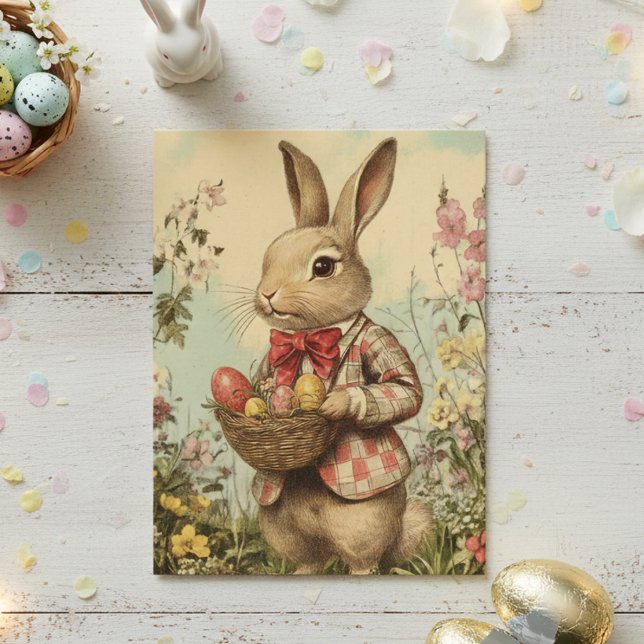 Vintager Osterhase in Jacket Postkarte (Von Creator hochgeladen)