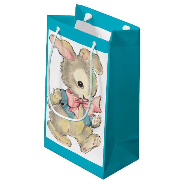 Vintager Osterhase Kleine Geschenktüte (Rückseite Schrägansicht)