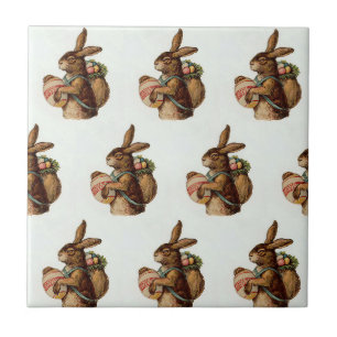 Vintager Osterhase mit Eiern Fliese