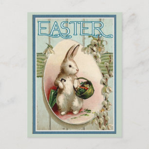 Vintager Osterhase mit SchirmOstern Postkarte