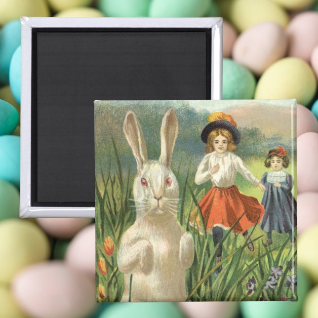 Vintager Osterhase und glückliche Kinder Magnet (Von Creator hochgeladen)