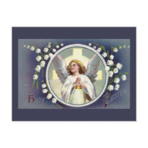 Vintager Ostern-Engel und Lilie des Tales