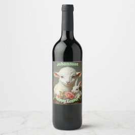 Vintager Ostern - Individuelles Lamm- und Sonnenli Weinetikett