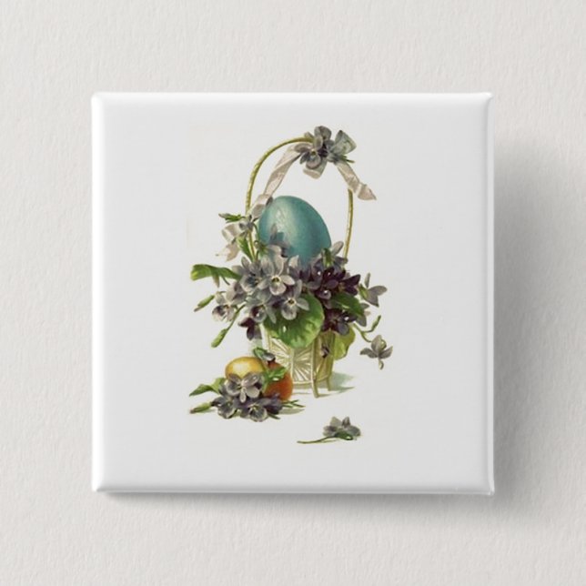 Vintager Ostern-Korb Button (Vorderseite)