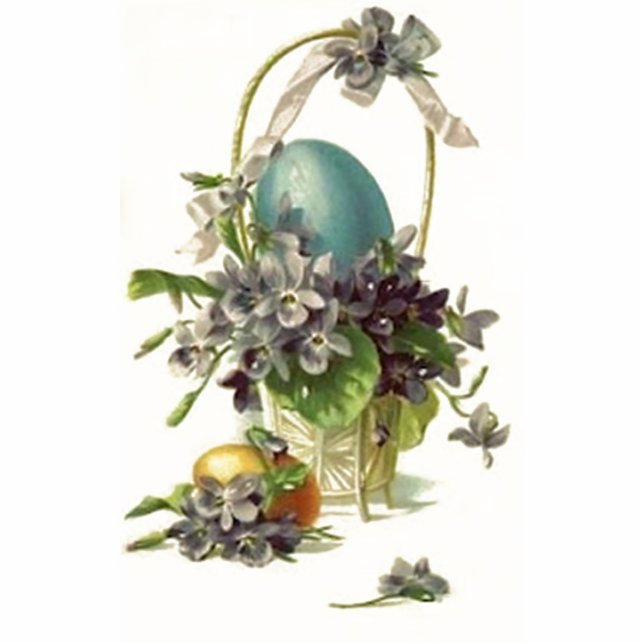 Vintager Ostern-Korb Fotoskulptur Magnet (Vorne)