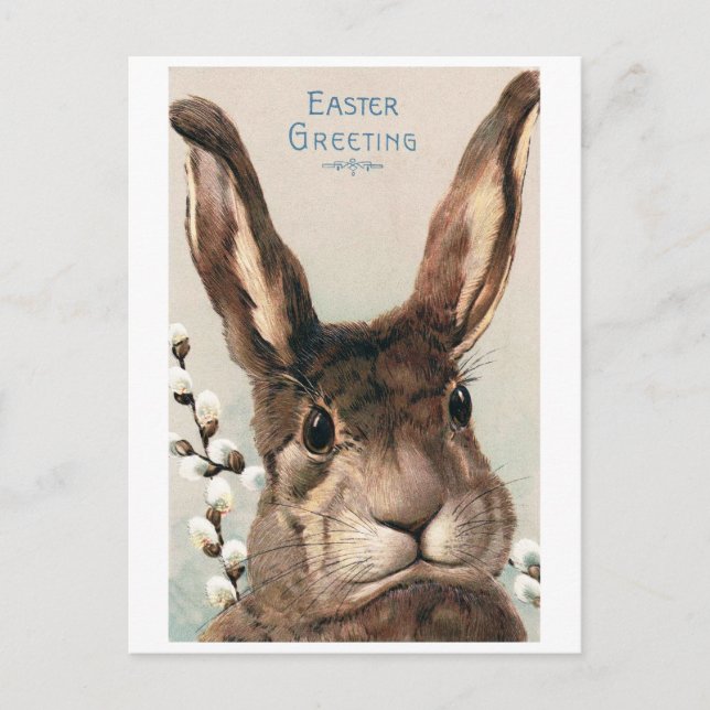 Vintager Osterpouty Face Bunny Postkarte (Vorderseite)