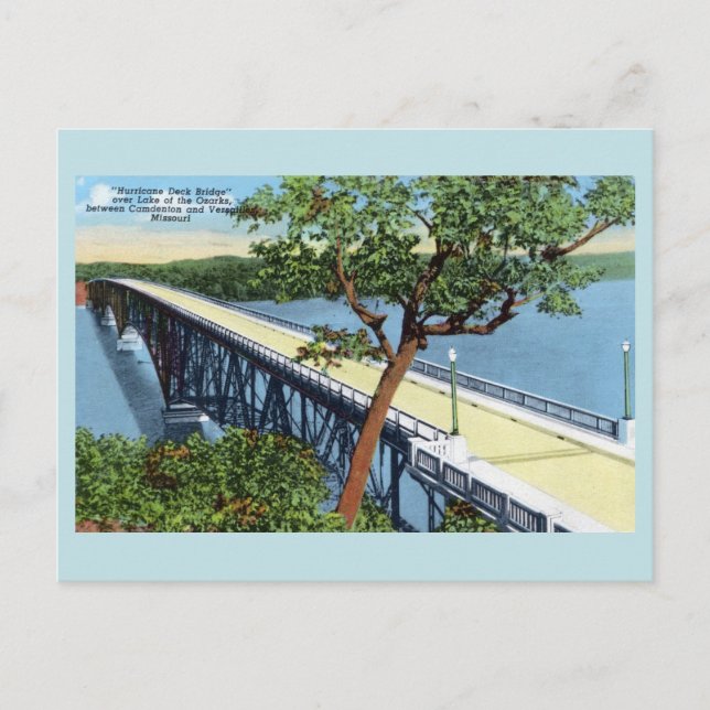 Vintager Ozarksee, Hurrikan-Deck-Brücke Postkarte (Vorderseite)